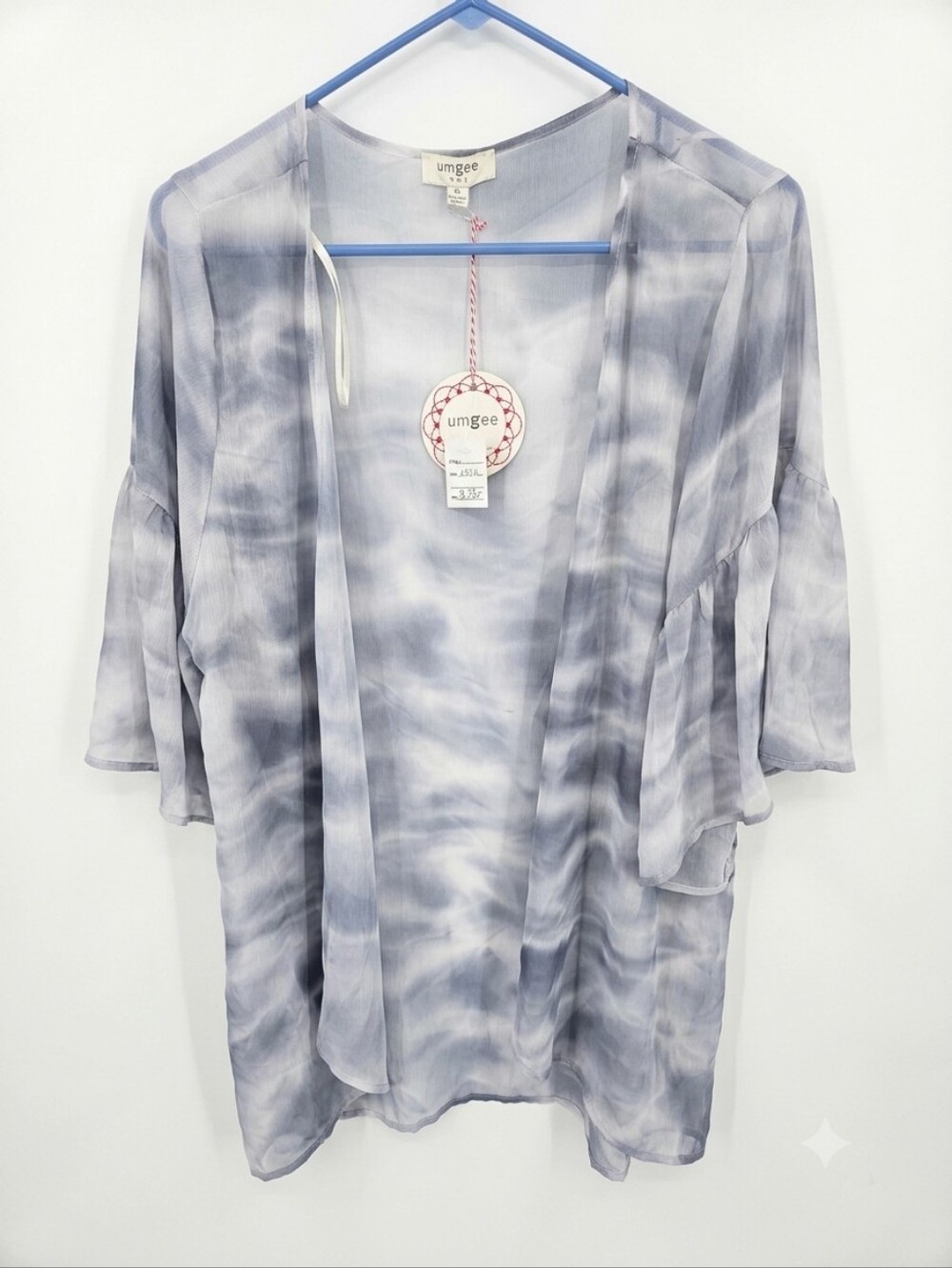 Umgee Light Gray Tie-Dye Open Front Kimono